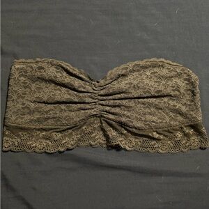 Lace Bandeau Bra in dark gray